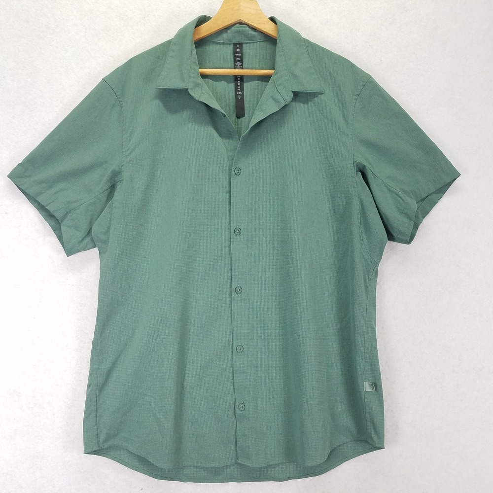 Lululemon Airing Easy Shirt Men XL Green Short Sleeve Technical M3DK7S